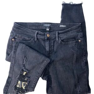 Judy Blue Jeans 11/30 Black Boyfriend Fit Grunge High Waist Leopard Distressed